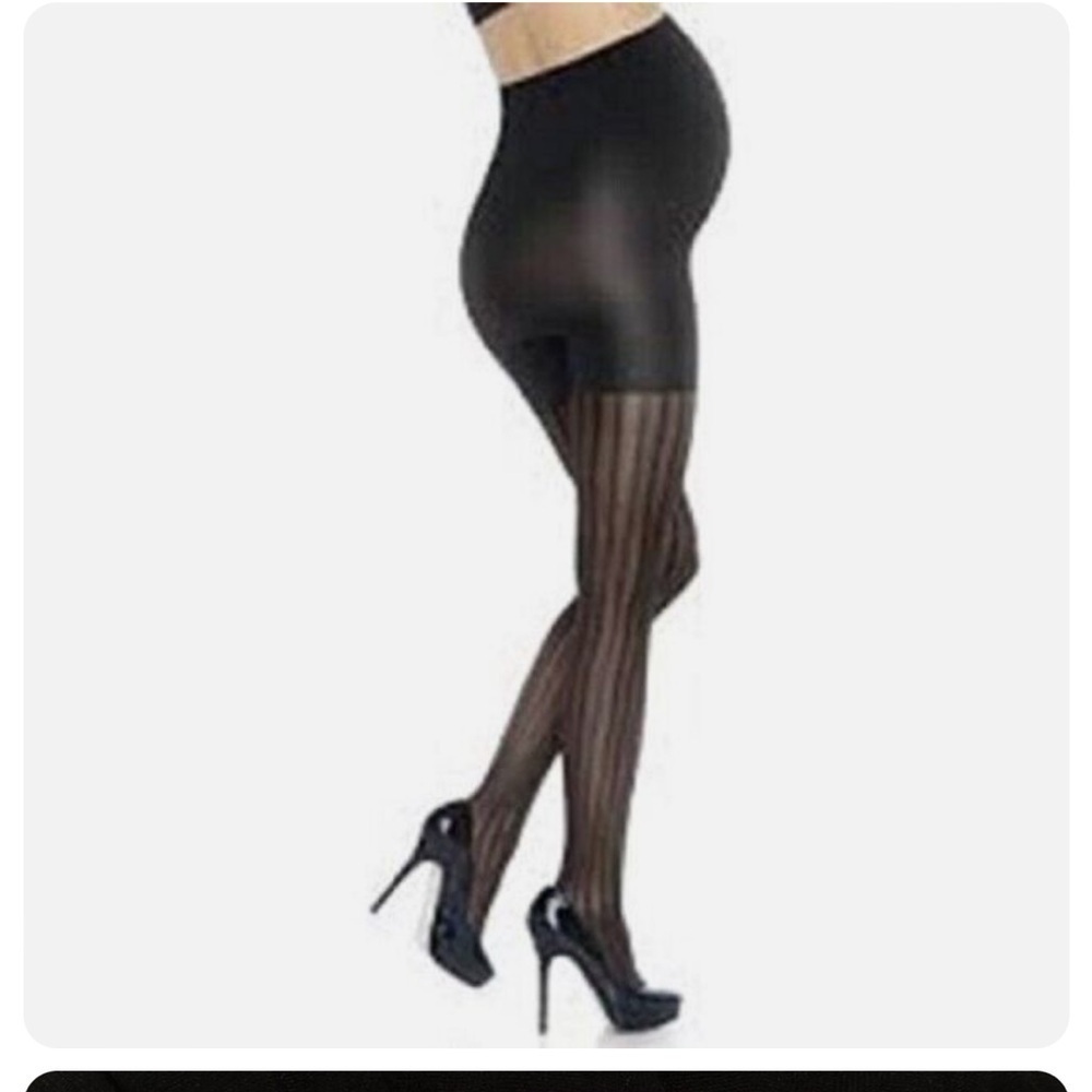 Spanx Assets Mama Stripe Tights, Maternity Black Size 1 A Shapes/Firms 873M